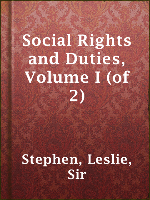Cover image for Social Rights and Duties, Volume I (of 2)